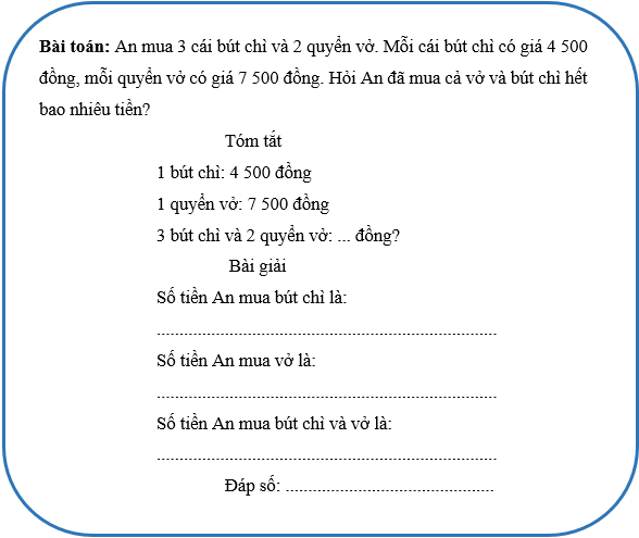 Vở bài tập Toán lớp 4 (Chân trời) Chân trời sáng tạo Bài 8: Bài toán giải bằng ba bước tính